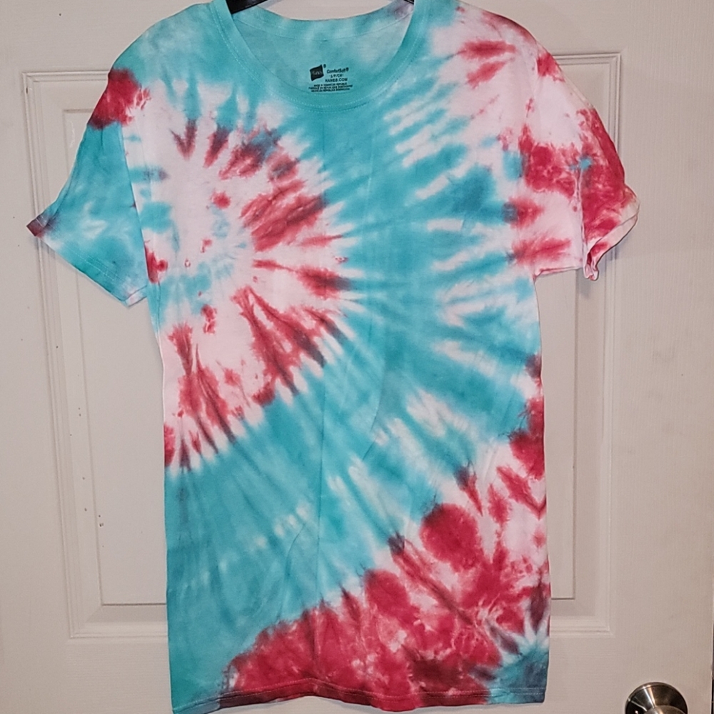 Hand tie dyed by me, unisex t shirt